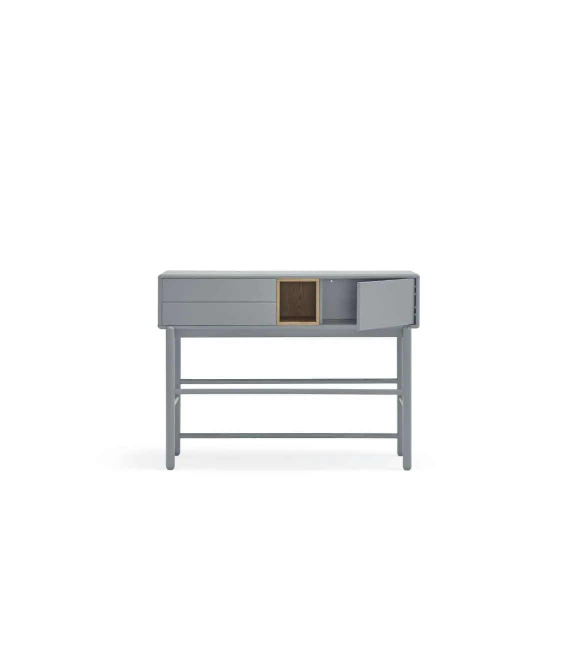 Mueble recibidor modelo Corvo 1 puerta 2 cajones acabado gris pela, 35cm(ancho) 90cm(alto) 120cm (largo)