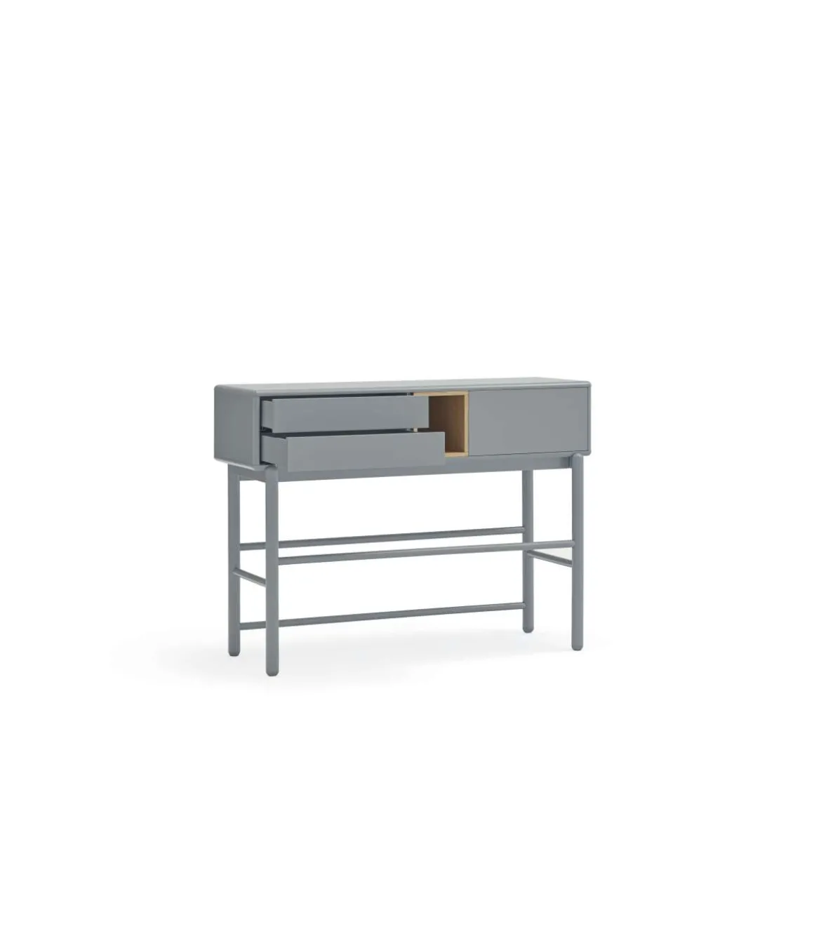 Mueble recibidor modelo Corvo 1 puerta 2 cajones acabado gris pela, 35cm(ancho) 90cm(alto) 120cm (largo)