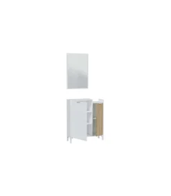 Mueble Recibidor Tempo acabado blanco artik y roble natur. 91 cm (alto) x 77 cm (ancho) x 24 ( fondo)