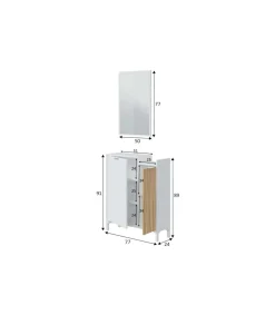 Mueble Recibidor Tempo acabado blanco artik y roble natur. 91 cm (alto) x 77 cm (ancho) x 24 ( fondo)
