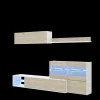 Mueble salón Espeluy flexible en blanco/natural con leds 260 cm(ancho), 41 cm(largo)