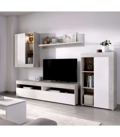 Mueble salón Villatorres cemento/blanco 180 cm(alto)265 cm(ancho)42 cm(largo)