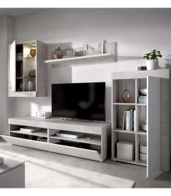 Mueble salón Villatorres cemento/blanco 180 cm(alto)265 cm(ancho)42 cm(largo)