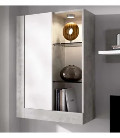 Mueble salón Villatorres cemento/blanco 180 cm(alto)265 cm(ancho)42 cm(largo)