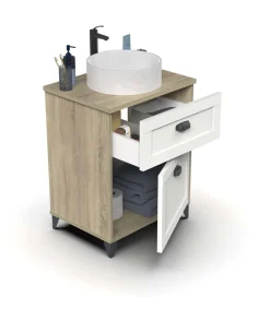Mueble sin lavabo Toscana en acabado color cambrian/blanco, 80cm(alto) 61cm(ancho) 47cm(largo)