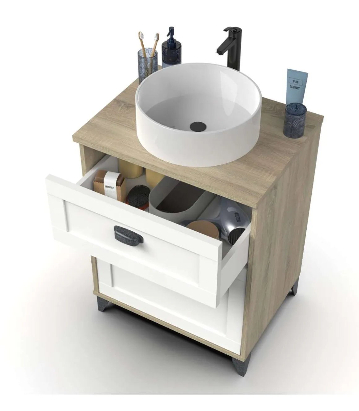 Mueble sin lavabo Toscana en acabado color cambrian/blanco, 80cm(alto) 61cm(ancho) 47cm(largo)