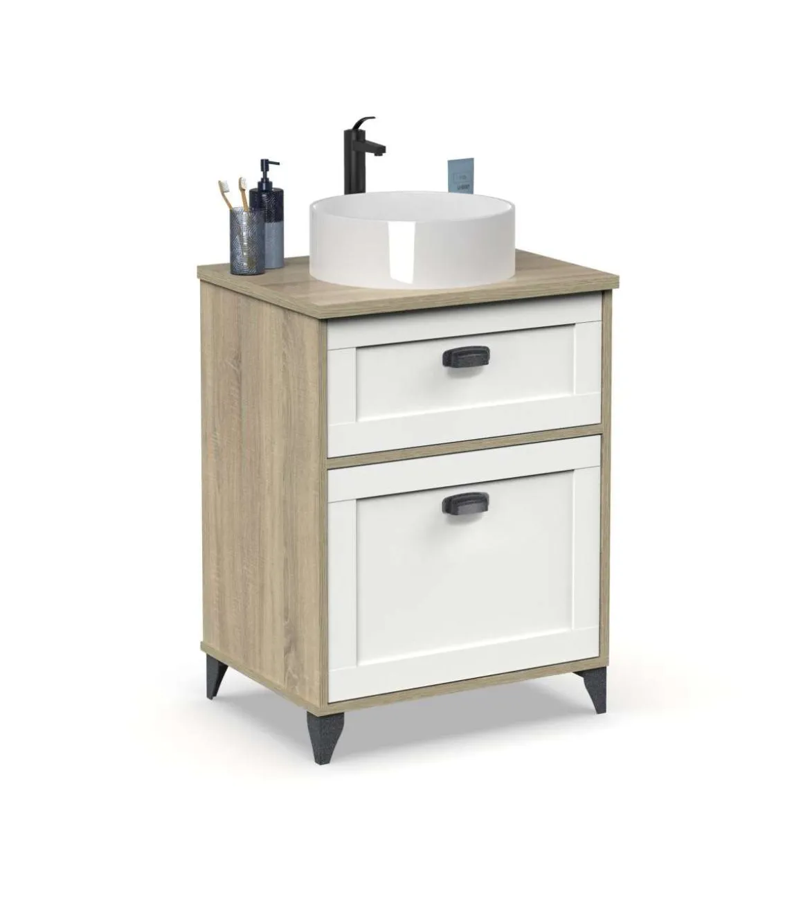 Mueble sin lavabo Toscana en acabado color cambrian/blanco, 80cm(alto) 61cm(ancho) 47cm(largo)