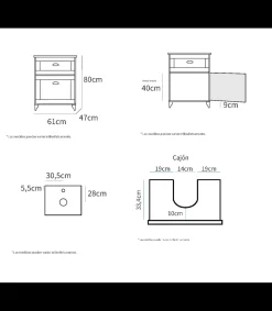Mueble sin lavabo Toscana en acabado color cambrian/blanco, 80cm(alto) 61cm(ancho) 47cm(largo)