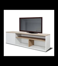 Mueble televisión Amazonas acabado blanco-artisan, 50cm(alto) 160cm(ancho) 34cm(largo)