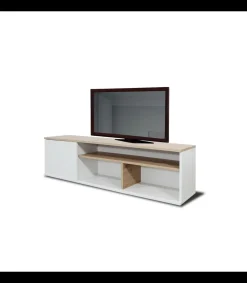 Mueble televisión Amazonas acabado blanco-artisan, 50cm(alto) 160cm(ancho) 34cm(largo)