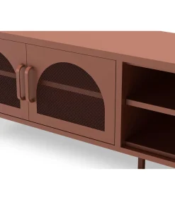 Mueble televisión modelo Dora 2 puertas acabado metal terracota, 160cm(ancho) 50cm(alto) 35cm (largo)