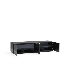 Mueble televisión modelo Doric 4 puertas 2 cajones interiores acabado negro, 46cm(ancho) 42cm(alto) 180cm (largo)