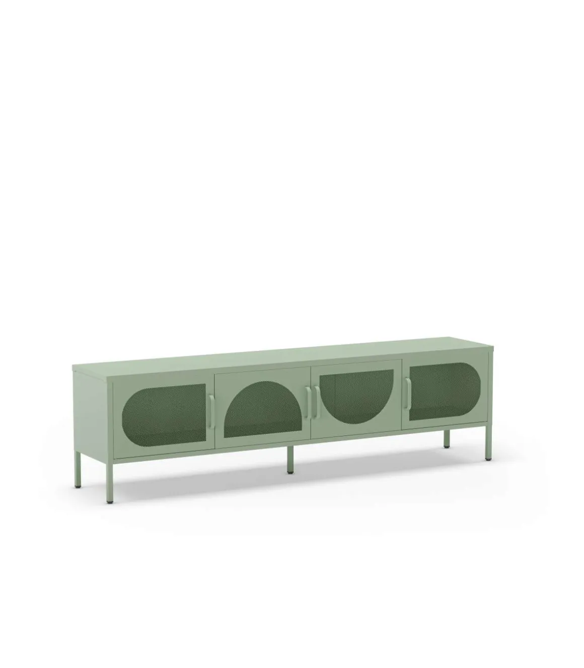 Mueble televisión modelo Toledo 4 puertas acabado metal verde menta, 180cm(ancho) 50cm(alto) 35cm (largo)