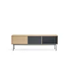 Mueble televisión modelo Yoko 1 puerta 2 cajones acabado roble/antracita, 40cm(ancho) 58cm(alto) 180cm (largo)
