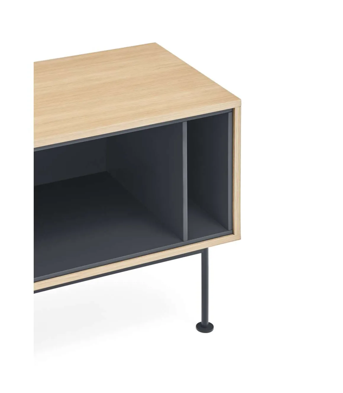 Mueble televisión modelo Yoko 1 puerta 2 cajones acabado roble/antracita, 40cm(ancho) 58cm(alto) 180cm (largo)