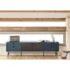 Mueble televisión para comedor modelo Punto 2 puertas 4 cajones acabado azul/negro, 40cm(ancho) 52cm(alto) 180cm (largo)