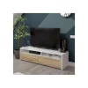 Mueble TV modelo Marisa en roble canadian y blanco Artik. 130 cm (Ancho) x 3 cm (Alto) x 40 cm (Fondo)