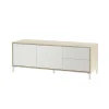 Mueble TV modelo Nabur en roble Canadian y blanco Artik, 130 cm (Ancho) x 47 cm (Alto) x 41 cm (Fondo)
