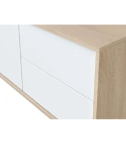 Mueble TV modelo Nabur en roble Canadian y blanco Artik, 130 cm (Ancho) x 47 cm (Alto) x 41 cm (Fondo)