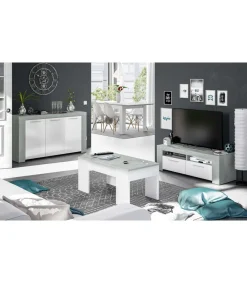 Mueble TV modelo Urbi en cemento y blanco Artik. 120 cm (Ancho) x 40 cm (Alto) x 42 cm (Fondo)