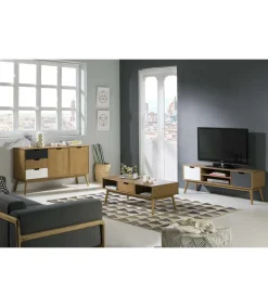 Mueble TV 2 puertas Cupido acabado natural, 140 cm (Ancho) 40 cm (Fondo) 52.5 cm (Alto.