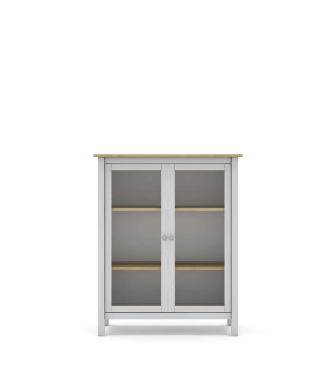 Mueble vitrina para comedor modelo Miguel 2 puertas acabado blanco/roble, 40cm(fondo) 110cm(alto) 90cm (ancho).