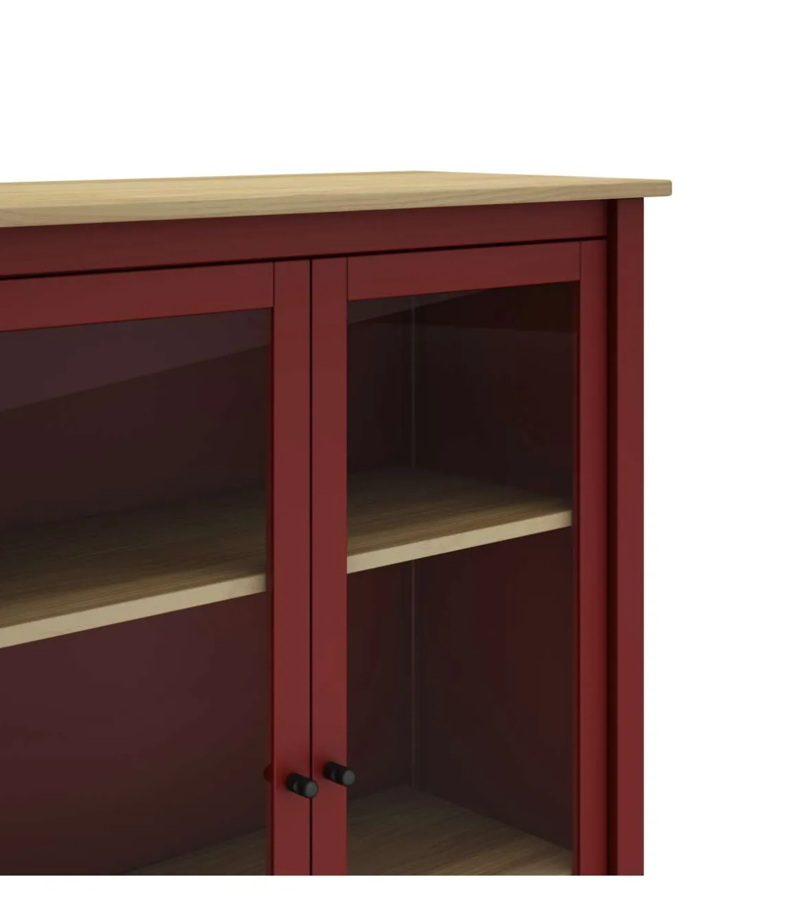 Mueble vitrina para comedor modelo Miguel 2 puertas acabado burdeos/roble, 40cm(fondo) 110cm(alto) 90cm (ancho).