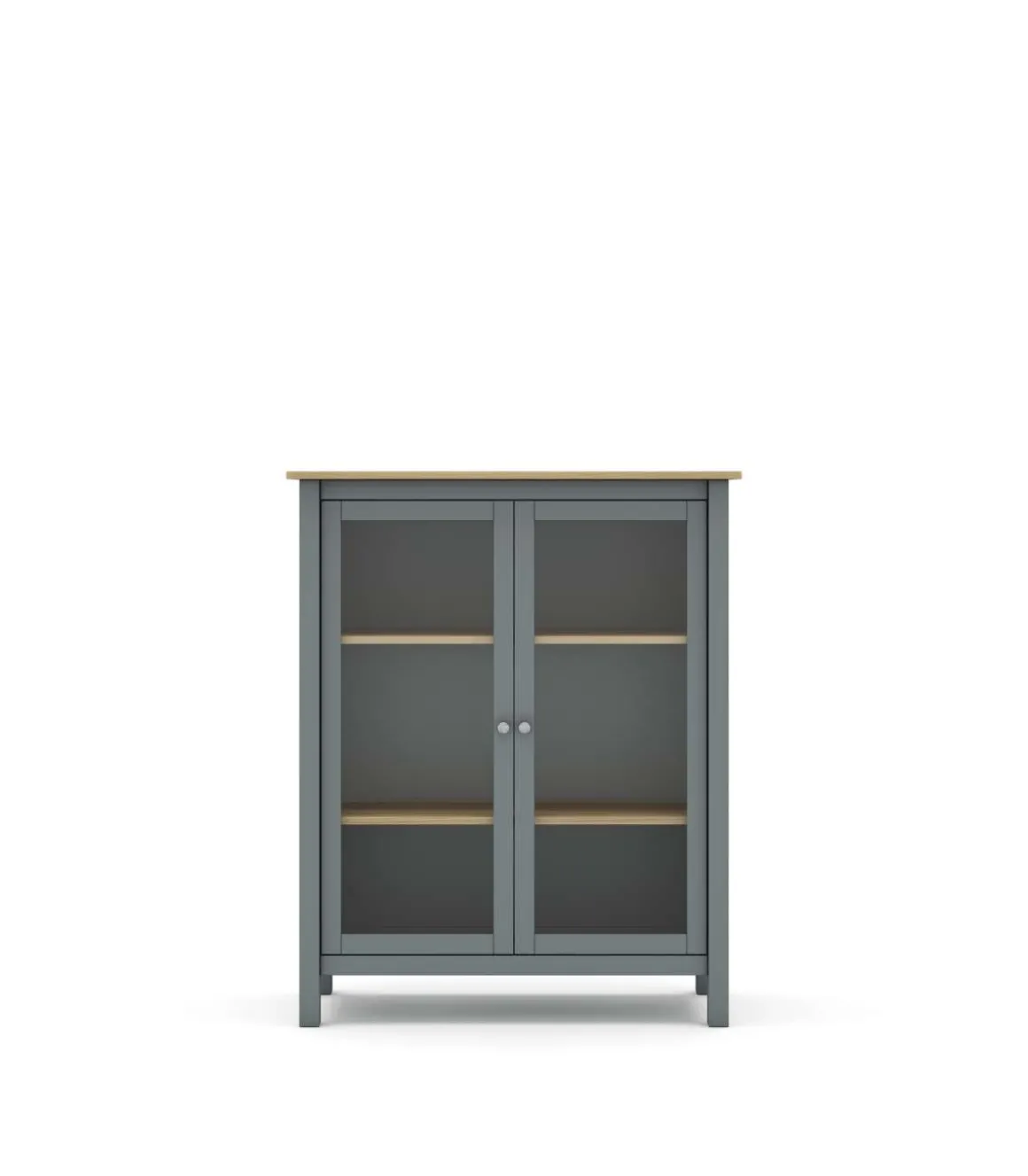 Mueble vitrina para comedor modelo Miguel 2 puertas acabado verde kaki/roble, 40cm(fondo) 110cm(alto) 90cm (ancho).