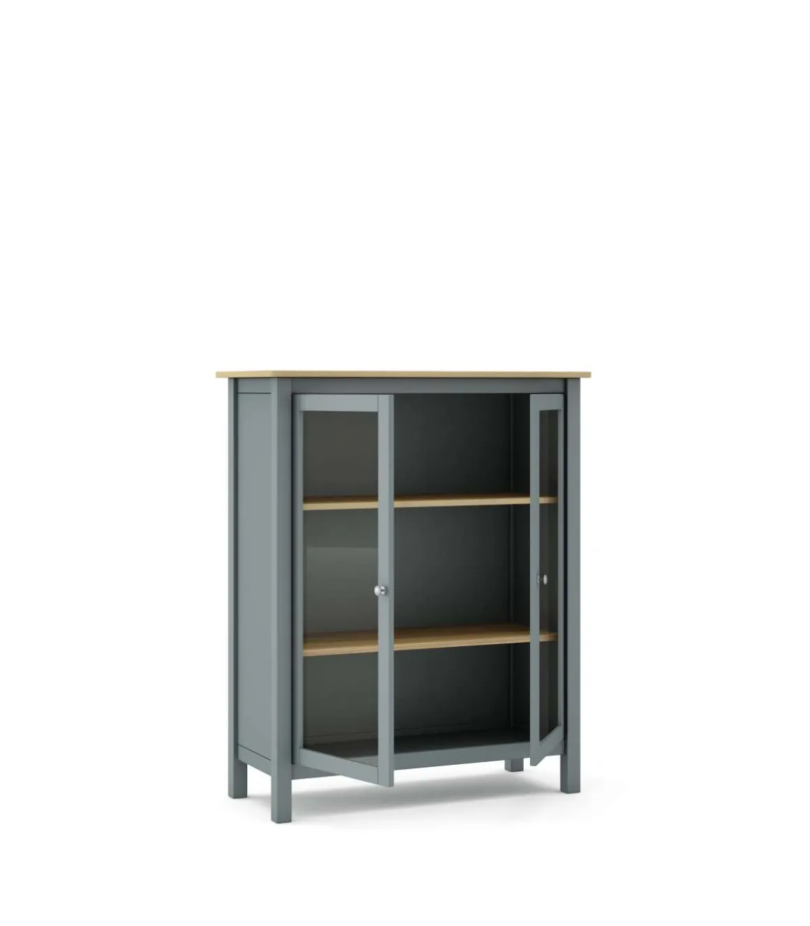 Mueble vitrina para comedor modelo Miguel 2 puertas acabado verde kaki/roble, 40cm(fondo) 110cm(alto) 90cm (ancho).