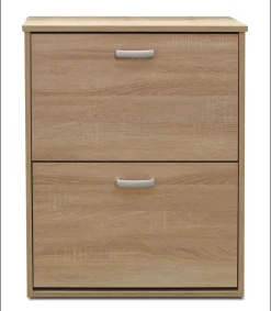 Mueble zapatero Eco de 2 puertas acabado roble cambrian, 61 cm(ancho) 74 cm(altura) 25 cm(fondo)