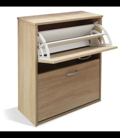 Mueble zapatero Eco de 2 puertas acabado roble cambrian, 61 cm(ancho) 74 cm(altura) 25 cm(fondo)