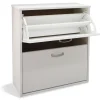 Mueble zapatero Eco de 2 puertas acabado blanco, 61 cm(ancho) 74 cm(altura) 25 cm(fondo)