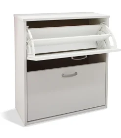 Mueble zapatero Eco de 2 puertas acabado blanco, 61 cm(ancho) 74 cm(altura) 25 cm(fondo)