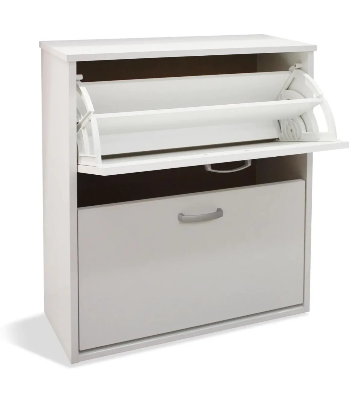 Mueble zapatero Eco de 2 puertas acabado blanco, 61 cm(ancho) 74 cm(altura) 25 cm(fondo)
