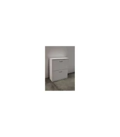 Mueble zapatero Eco de 2 puertas acabado blanco, 61 cm(ancho) 74 cm(altura) 25 cm(fondo)