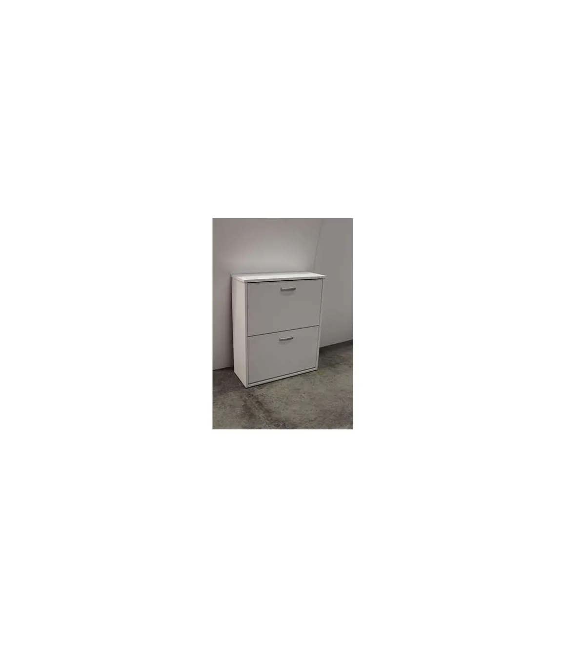Mueble zapatero Eco de 2 puertas acabado blanco, 61 cm(ancho) 74 cm(altura) 25 cm(fondo)