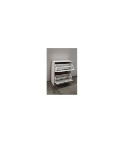 Mueble zapatero Eco de 2 puertas acabado blanco, 61 cm(ancho) 74 cm(altura) 25 cm(fondo)