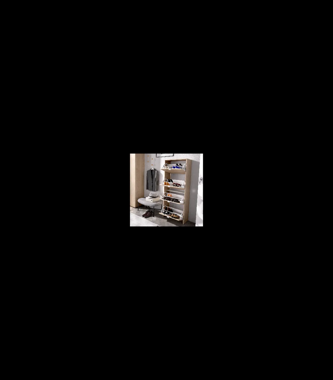 Mueble Zapatero Jaen con 4 trampones en natural. 61 cm(ancho) 149 cm(altura) 25 cm(fondo)