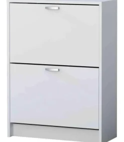 Mueble Zapatero Manila con 2 trampones en blanco. 60 cm(ancho) 81.6 cm(altura) 25 cm(fondo)