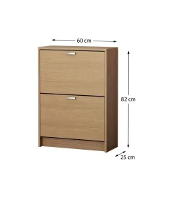 Mueble Zapatero Manila con 2 trampones en roble. 60 cm(ancho) 81.6 cm(altura) 25 cm(fondo)