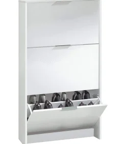 Mueble Zapatero 3 trampones Almanzora acabado blanco, 60 cm(ancho) 113 cm(altura) 22 cm(fondo).