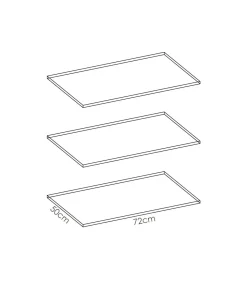 Pack de 3 estantes Laura acabado blanco. 1,6 cm(alto)72,4 cm(ancho)51 cm(fondo)