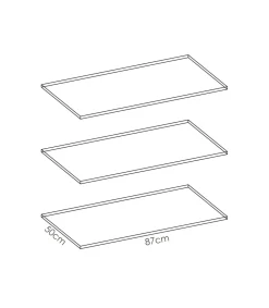 Pack de 3 estantes Laura acabado blanco. 1,6 cm(alto)87,4 cm(ancho)51 cm(fondo)