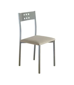 Pack de 4 sillas Alicia en polipiel beige, 41 x 47 x 86 cm (largo x alto x ancho)