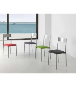 Pack de 4 sillas Alicia en polipiel morado, 41 x 47 x 86 cm (largo x alto x ancho)