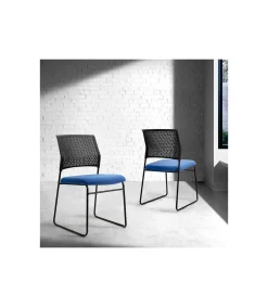 Pack de 4 sillas confidente tapizada en color azul, 56 cm(ancho) 84/94 cm(altura) 58 cm(fondo)