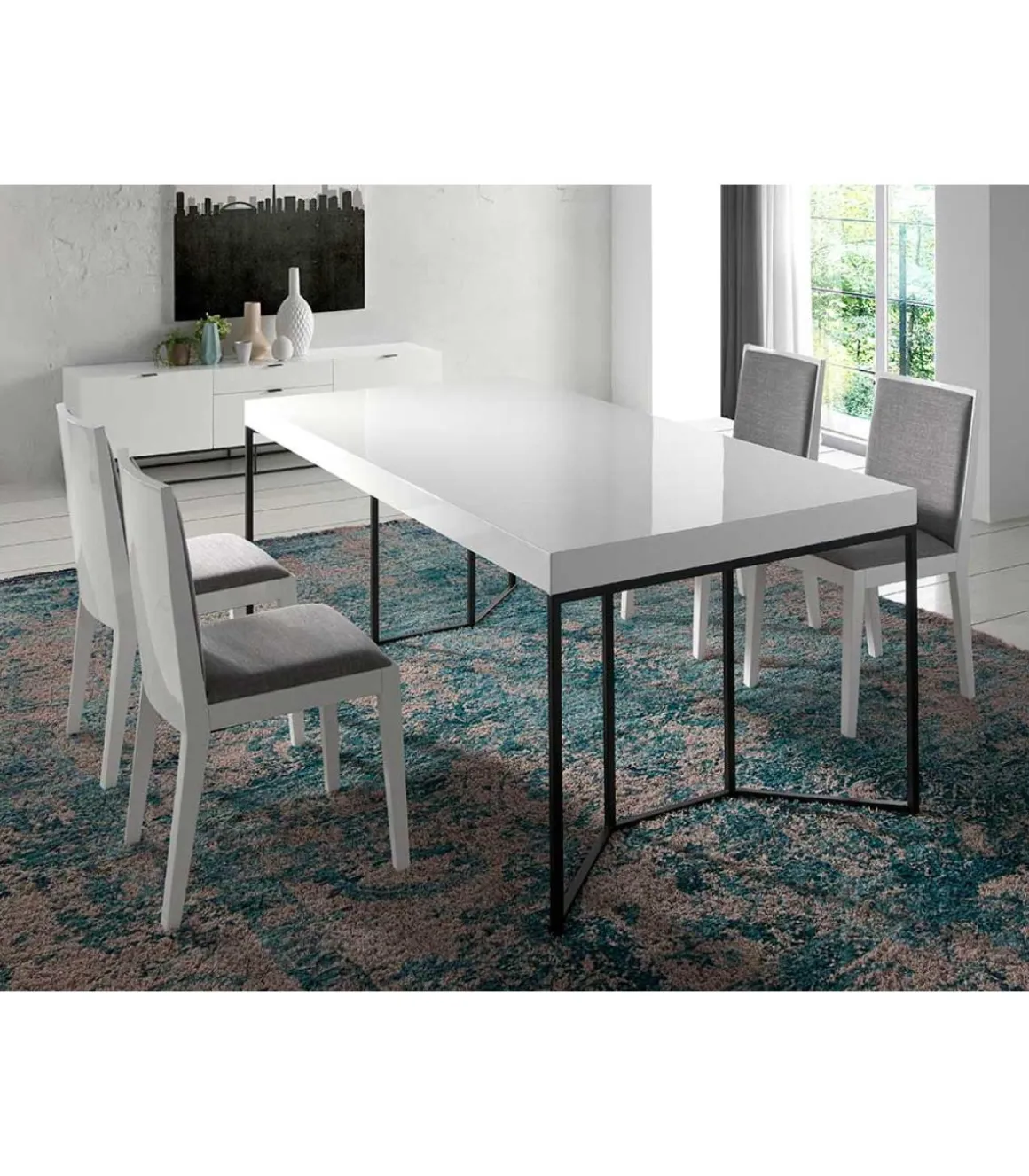 Pack de 2 sillas de comedor en tela gris Aina, 45 x 49 x 88/48 cm (largo x ancho x alto)