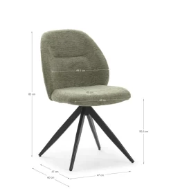 Pack de 2 sillas giratorias modelo Tamesis tapizado textil verde, 85cm(alto) 49.5cm(ancho) 60cm(largo)