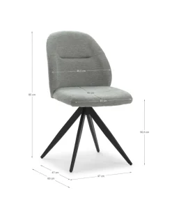 Pack de 2 sillas giratorias modelo Tamesis tapizado textil gris claro, 85cm(alto) 49.5cm(ancho) 60cm(largo)