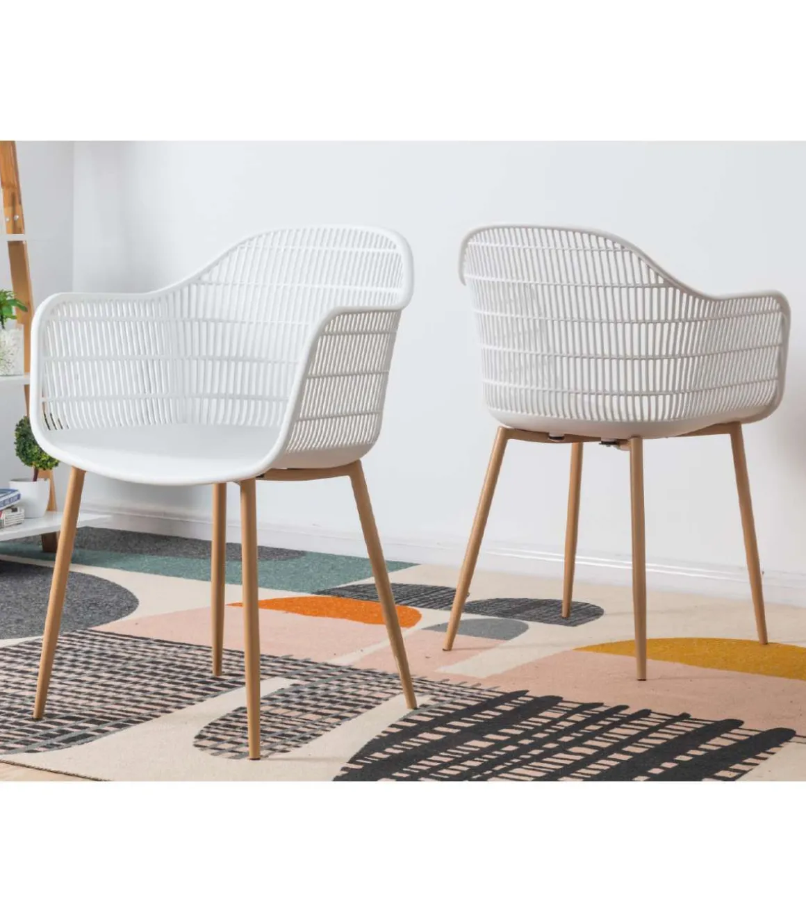 Pack de 2 sillas Kalvin acabado blanco 85 cm (alto) 61 cm (ancho) 55 cm (fondo)